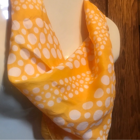 Vintage Accessories - Vintage Yellow Dot Square Scarf Silk